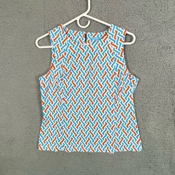 J MCLAUGHLIN WOMENS BLOUSE TANK TOP SIZE M WHITE BLUE RED - Picture 1 of 10